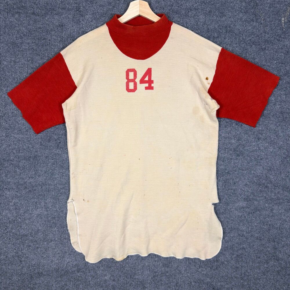 McAuliffe Vintage Distressed Men Baseball Jersey Shirt XL 84 Wool Blend 60s 70s